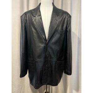 PB Martin‎ Black Leather Coat Men's Size 50